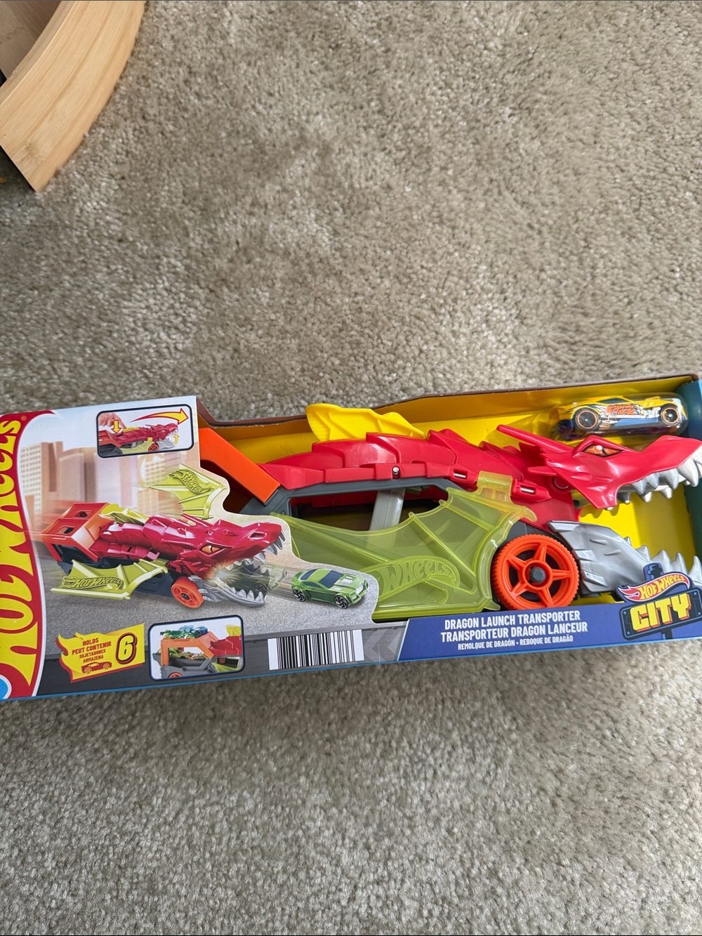 Hot Wheels Dragon Transporter Toy - Red & Lime Green